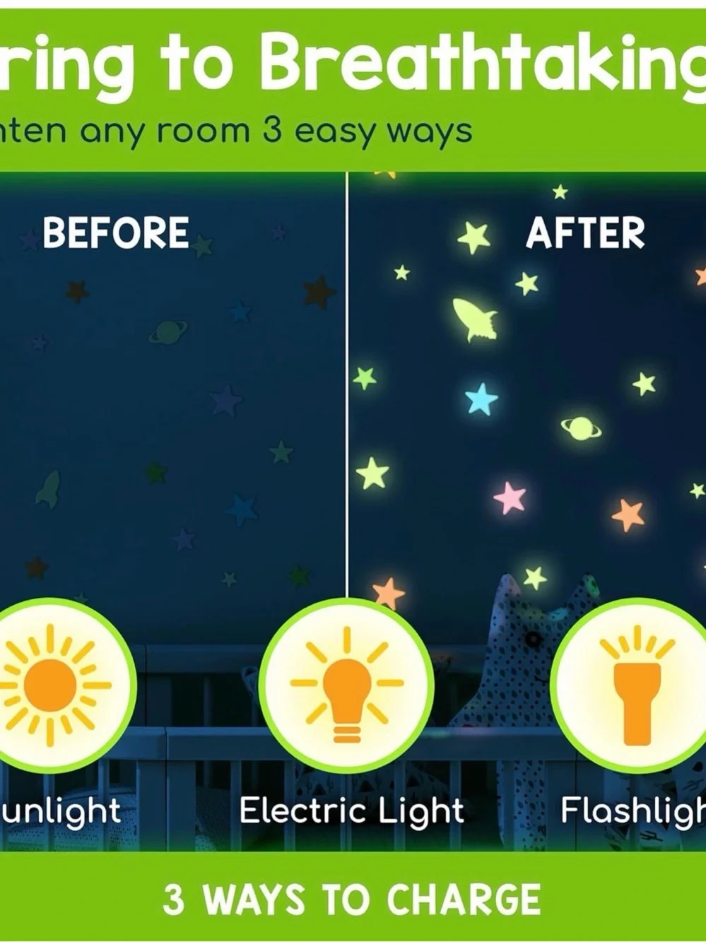 BUNMO Glow in The Dark Stars for Ceiling & Walls – 280 Piece
